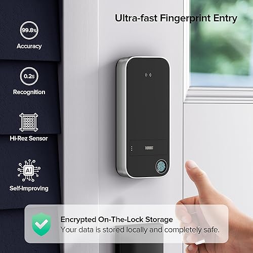 Miniatura 5 de X1 Apple Home - Llave para desbloquear, cerradura inteligente de puerta de entrada sin llave con huella digital, cerradura de cerrojo táctil con