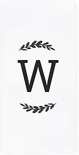 The Cotton & Canvas Co. Personalized Single Monogram Initial W Soft Absorbent Kitchen Tea Towel, Flour Sack Towel, Dish Cloth