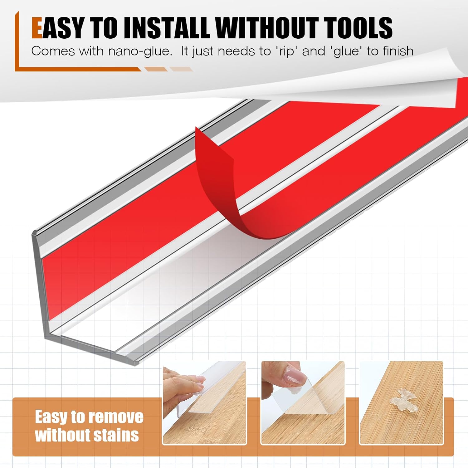 Magicheap 2 Pack Wall Corner Protector 31.5'', Self Adhesive Corner Protectors for Walls, Easy to Install Edge Guard Strip for Furniture Cabinet Shelf Drywall Baseboard Desk, 31.5in x 1.18in, Clear