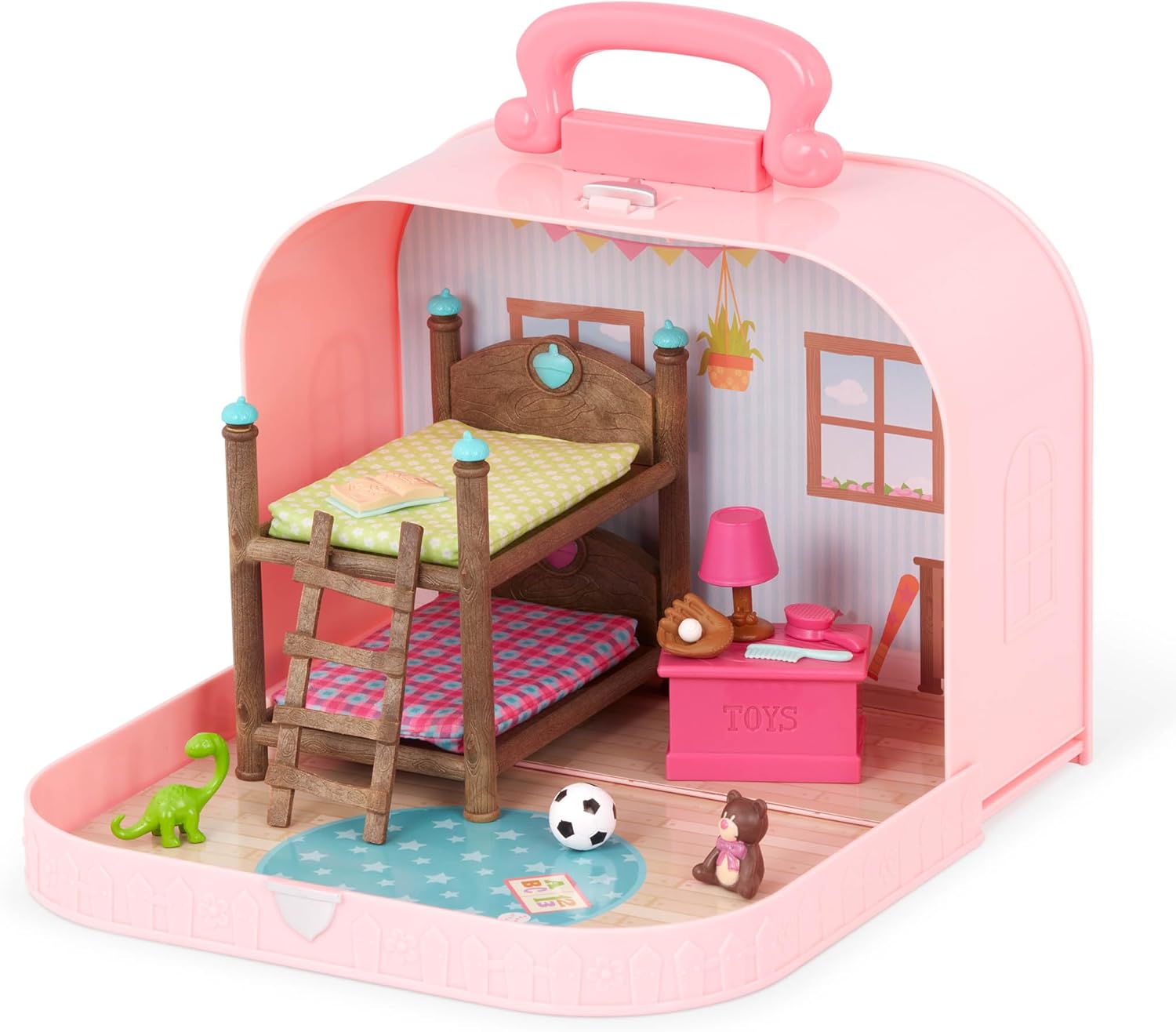 Li’l Woodzeez – Bunk Beds Playset – Travel Toy – Compact Travel Suitcase – Dollhouse Furnitures & Accessories Included – Pretend Play for 3+ Years