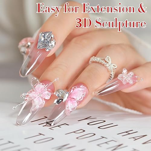 Miniatura 6 de Double Rhythm Gel de uñas 3D transparente sólido para esculpir arte, gel duro no pegajoso para construir tallado, extensión de uñas, remojar UVLED,