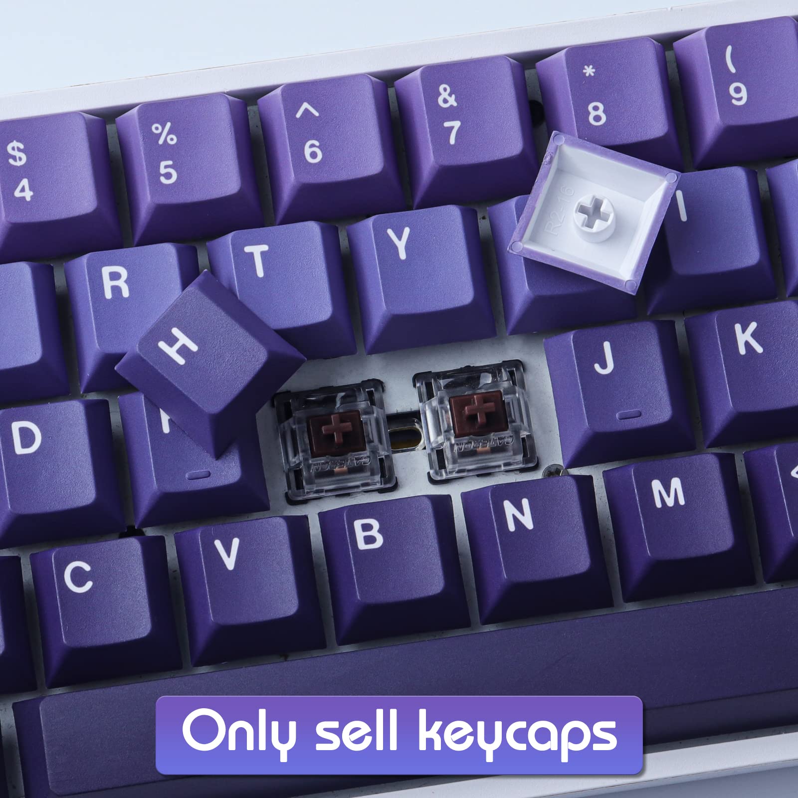 PBT Keycap 126 Keys Purple Gradien Dye-Sublimation Cherry Profie Custom Keycaps Set for Cherry MX Switch Mechanical Keyboards