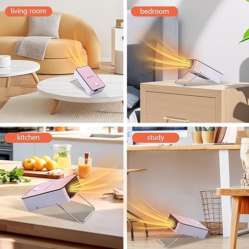 Miniatura 7 de Calentador de espacio portátil, calentador eléctrico de cerámica PTC, calentador de escritorio, calentador de ventilador de alto rendimiento para el