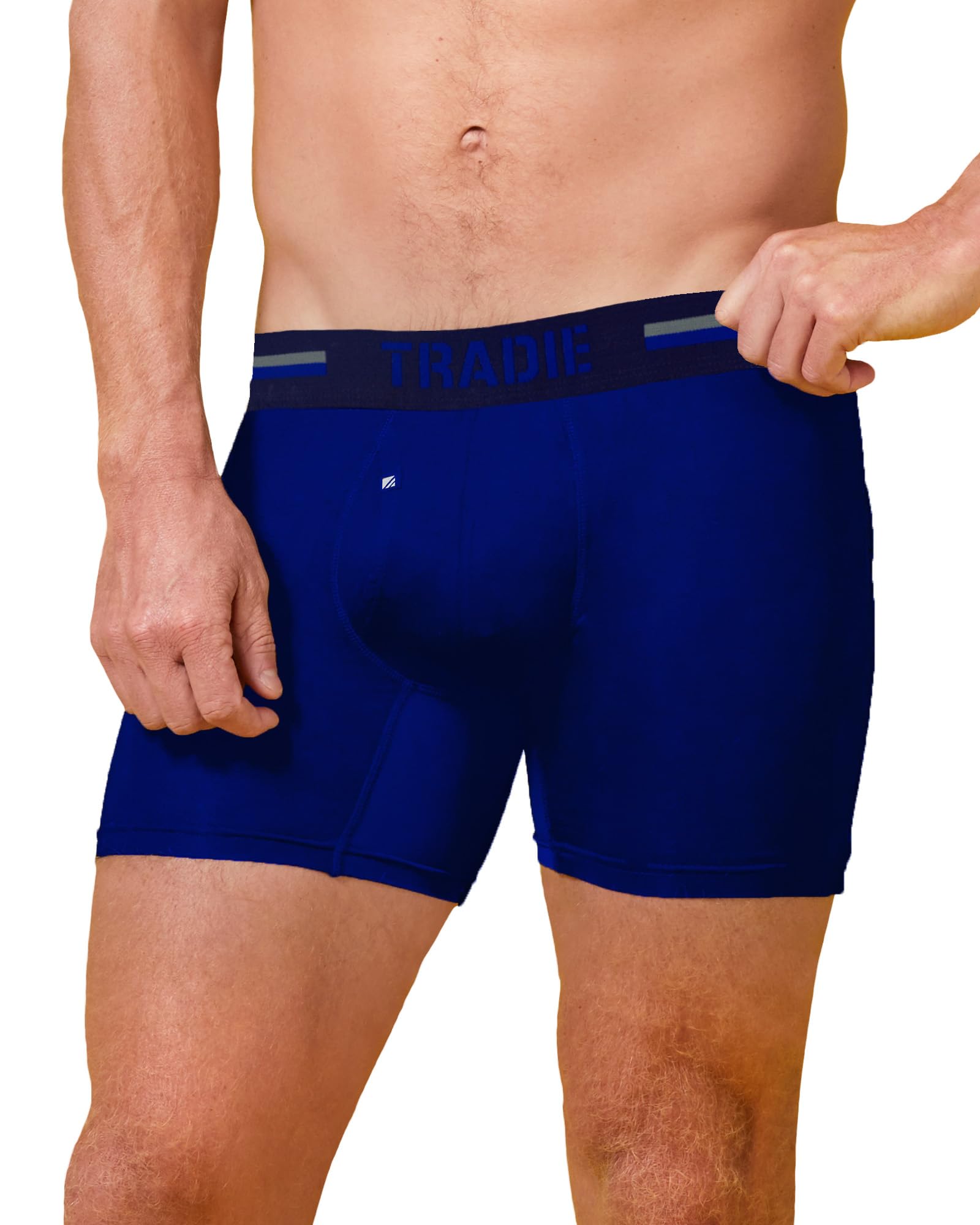 TRADIE Mens Viscose Derived from Bamboo No-Chafe Mid Length Boxer Brief, Ocean, 3XL