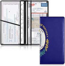 GuoChe Premium Leather Car Registration and Insurance Card Holder Men Women Document Wallet for Essential Document, Driver License, Cards Kentucky State Flag