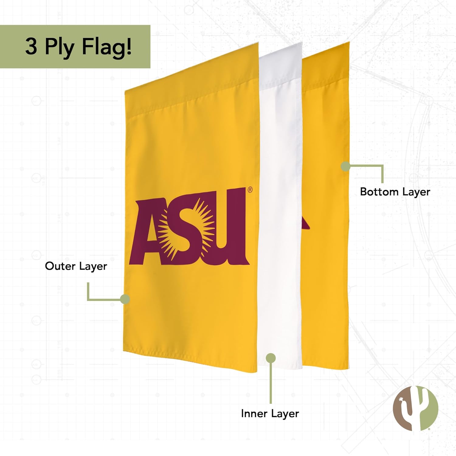 Desert Cactus Arizona State University ASU Garden Flag – 19 x 12 inch Arizona State Sun Devils Banner, For Outdoor Display and Events (Design P) - Image 3