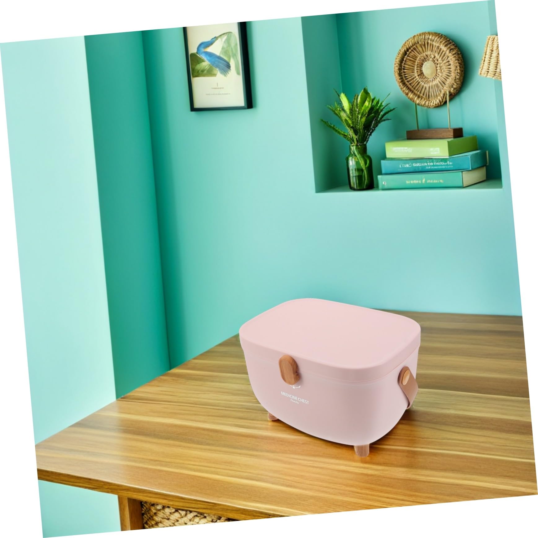 TOYANDONA Caja Organizadora de Medicina con Tapa Doble Capa Portátil con Asa Almacenamiento Seguro para Familiares y Actividades al Aire