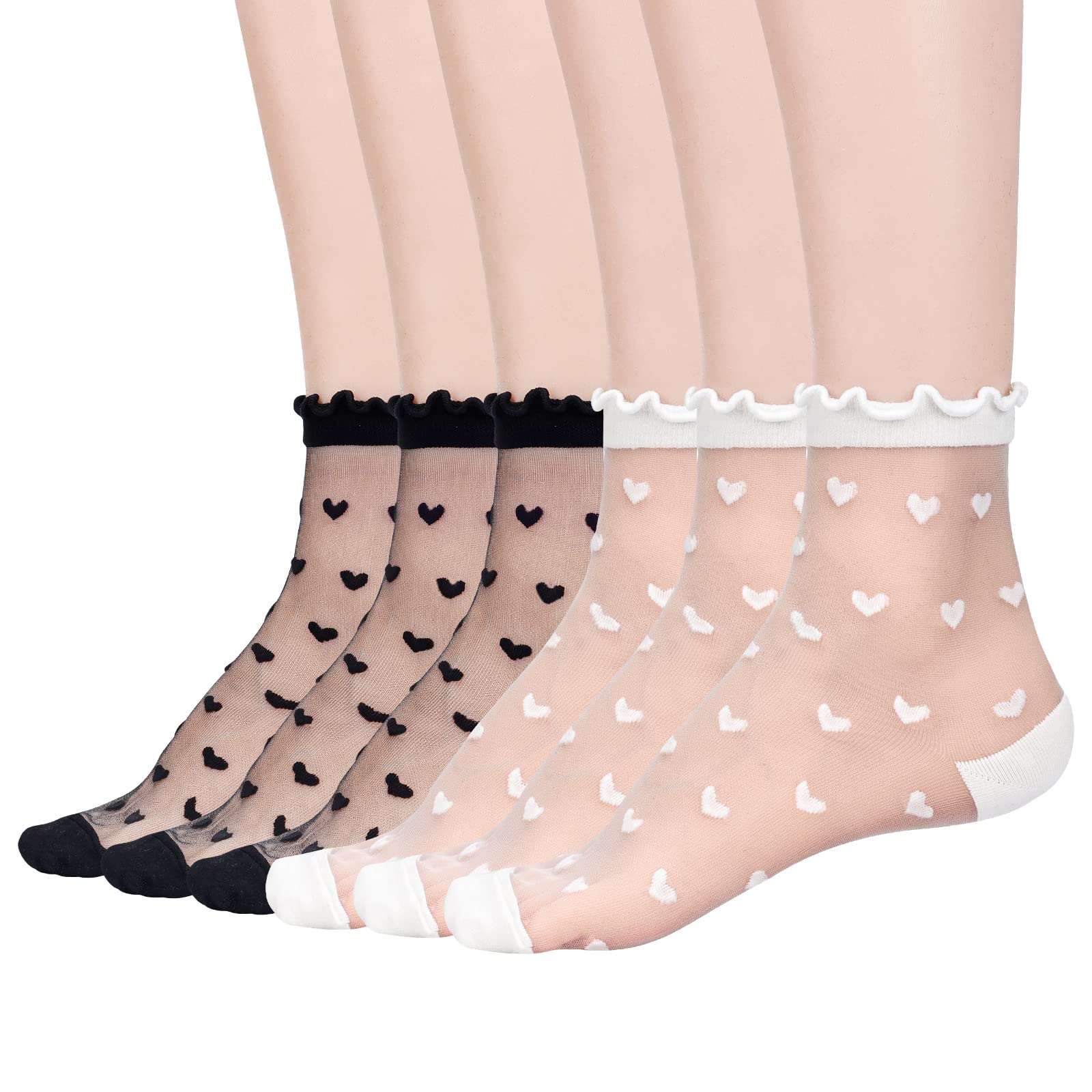 Mcool MaryWomen's Ruffle Sheer Mesh Casual Lace Socks - Summer Ultra Thin Cool See Through Ankle SocksGlobal Recycled StandardGlobal Recycled StandardGlobal Recycled Standard