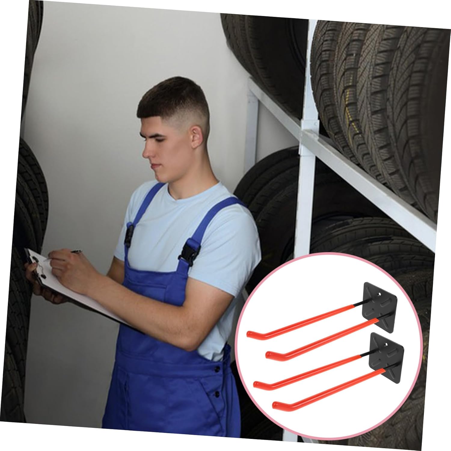2pcs Heavy Duty Tire Hook Garage Wall Mount Tool Hangers for Garage Storage Hooks for Tires Tools