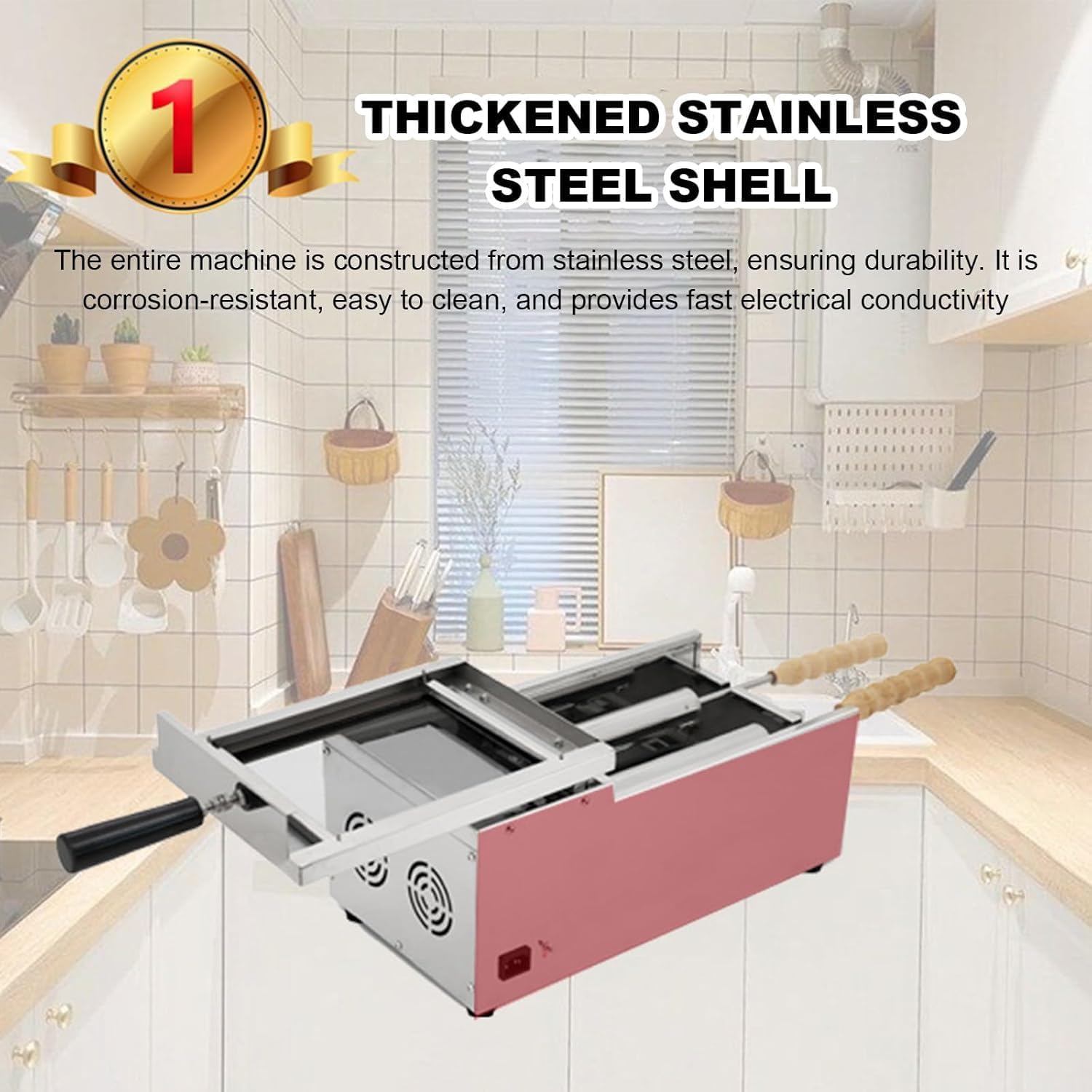 Commercial Electric Chimney Cake Oven, Ice Cream Cone Grill Oven with 2pcs Stainless Steel Roller, Chimney Bread, for Restaurant Home Kitchen