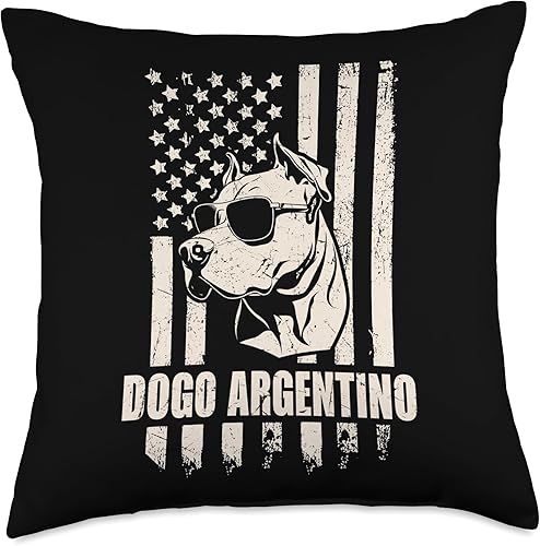Dogo Argentino Dog Sunglasses Gifts for Men Women Dogo Argentino American Flag USA - Cojín patriótico para amantes de los perros, 18 x 18 pulgadas,