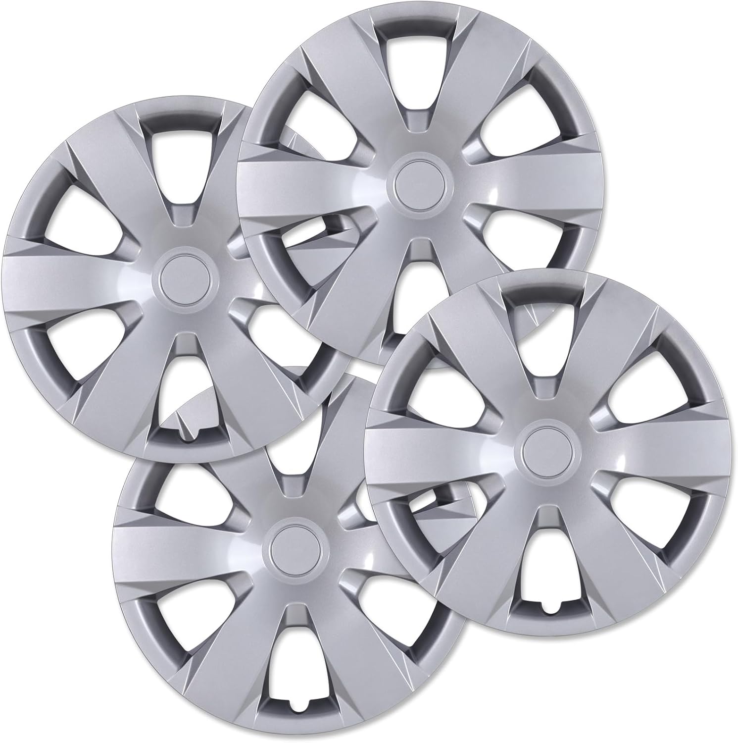16 Inch Silver Lacquer Hubcaps for 2007-2011 Toyota Camry and Hybrid with Steel Wheels, Set of 4 ABS&PC Material Wheel Rim Cover, Snap-On Design Hub Caps - 16” Silver Lacquer 4-Pack