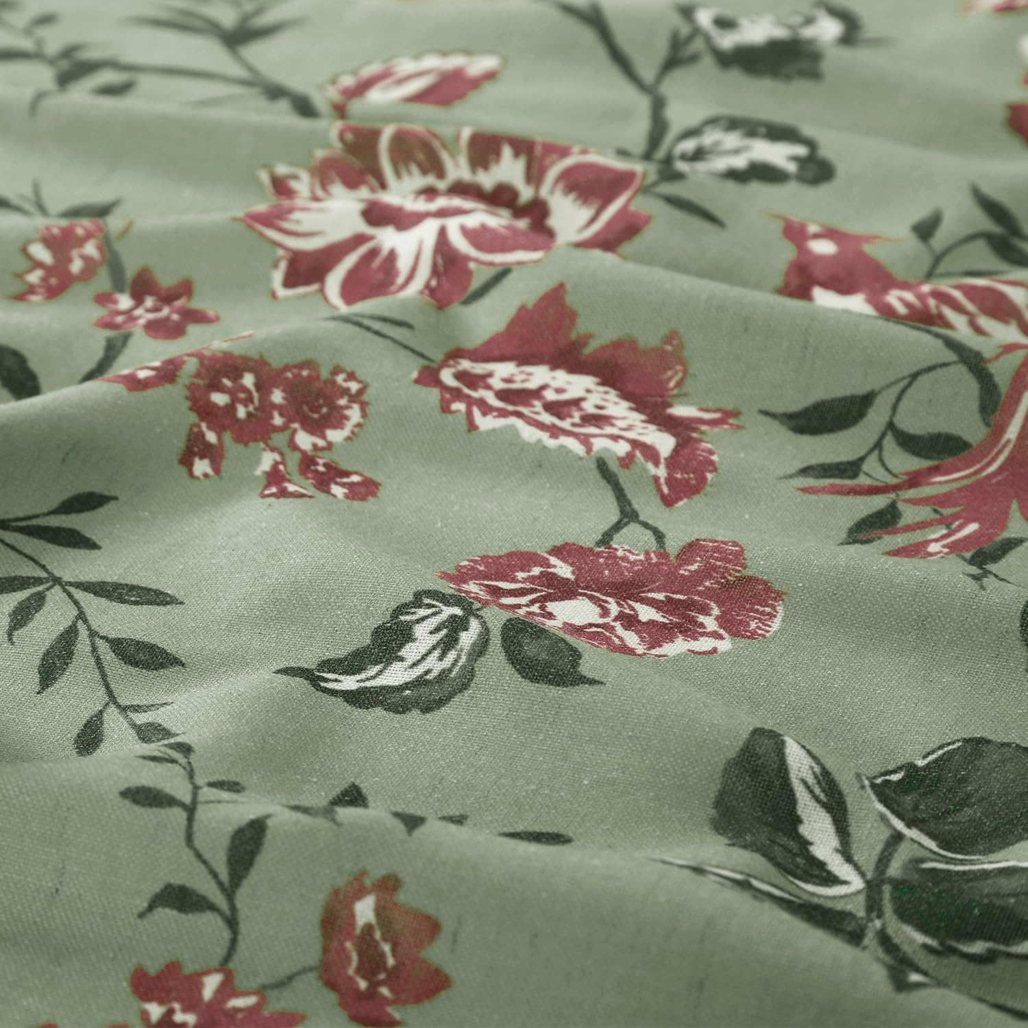 LIMON HOME Sage Curtains 63 inch Length for Living Room Sage Green Floral Curtain 2 Panels Set for Ding Room Semi Sheer Drapes Rod Pocket Light Filtering Window 52" W x 63" L