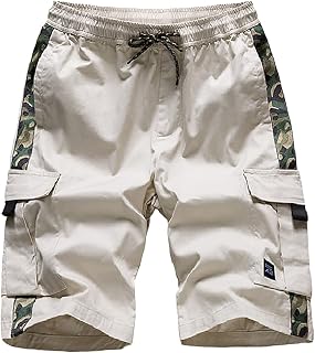 Youthful flying Mens Cargo Shorts Casual Cotton Outdoor Work Shorts with Multi-Pockets for Hiking Walking Trekking(Size:5XL,Color:Beige)