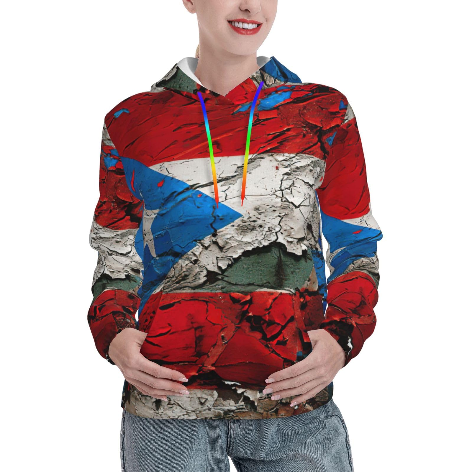 Pull à capuche Puerto Rico sweat imprimé tendance coupe ajustée - 8