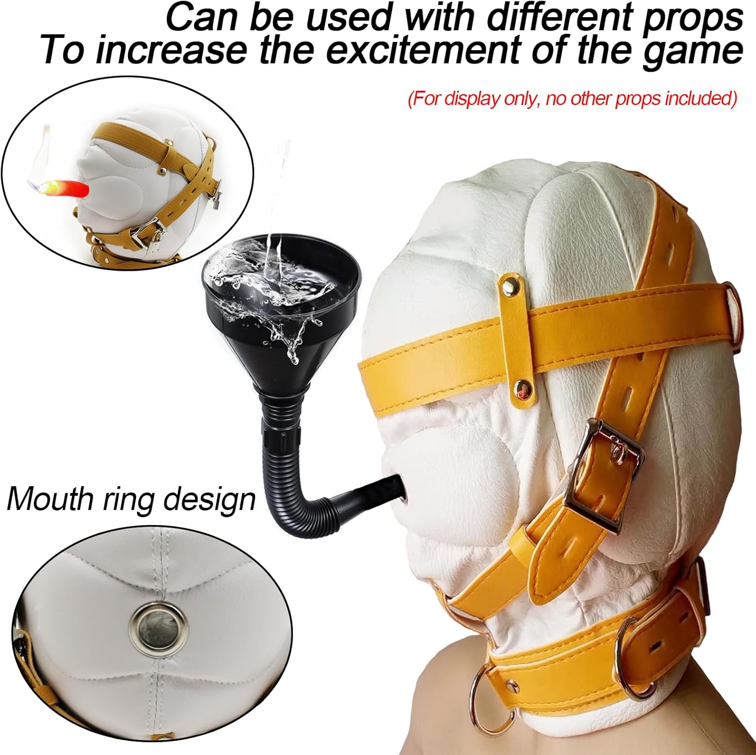 SM Leather Bondage Mask, All-Inclusive Full Face Restraint Mouth Open Head Masks Hood With Neck Collar, Bondage Blindfold Mask Hood, Fetish Adult Cosplay Training Sex Toys SM Flirt Masks