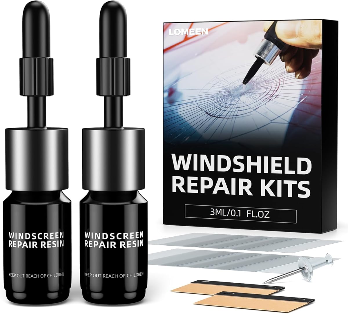 Windshield Crack Repair Kit, 2 Bottles Nano Glass Crack Repair Liquid Quick Windshield Repair for Chips and Cracks, Bulls-Eye and Star-Shaped Crack