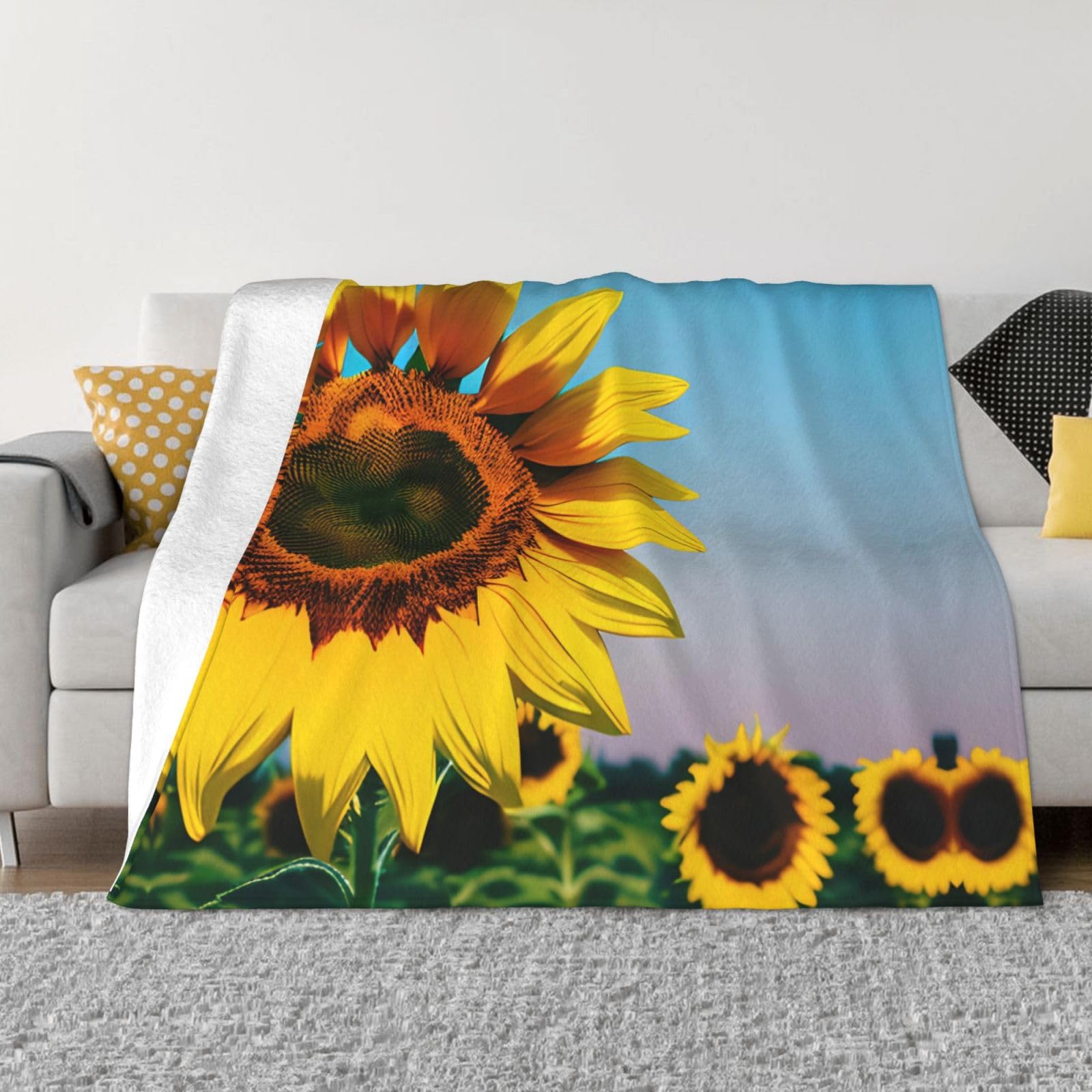 Couverture en flanelle de luxe imprimé tournesols OdDdot, plaid chaud au toucher soyeux