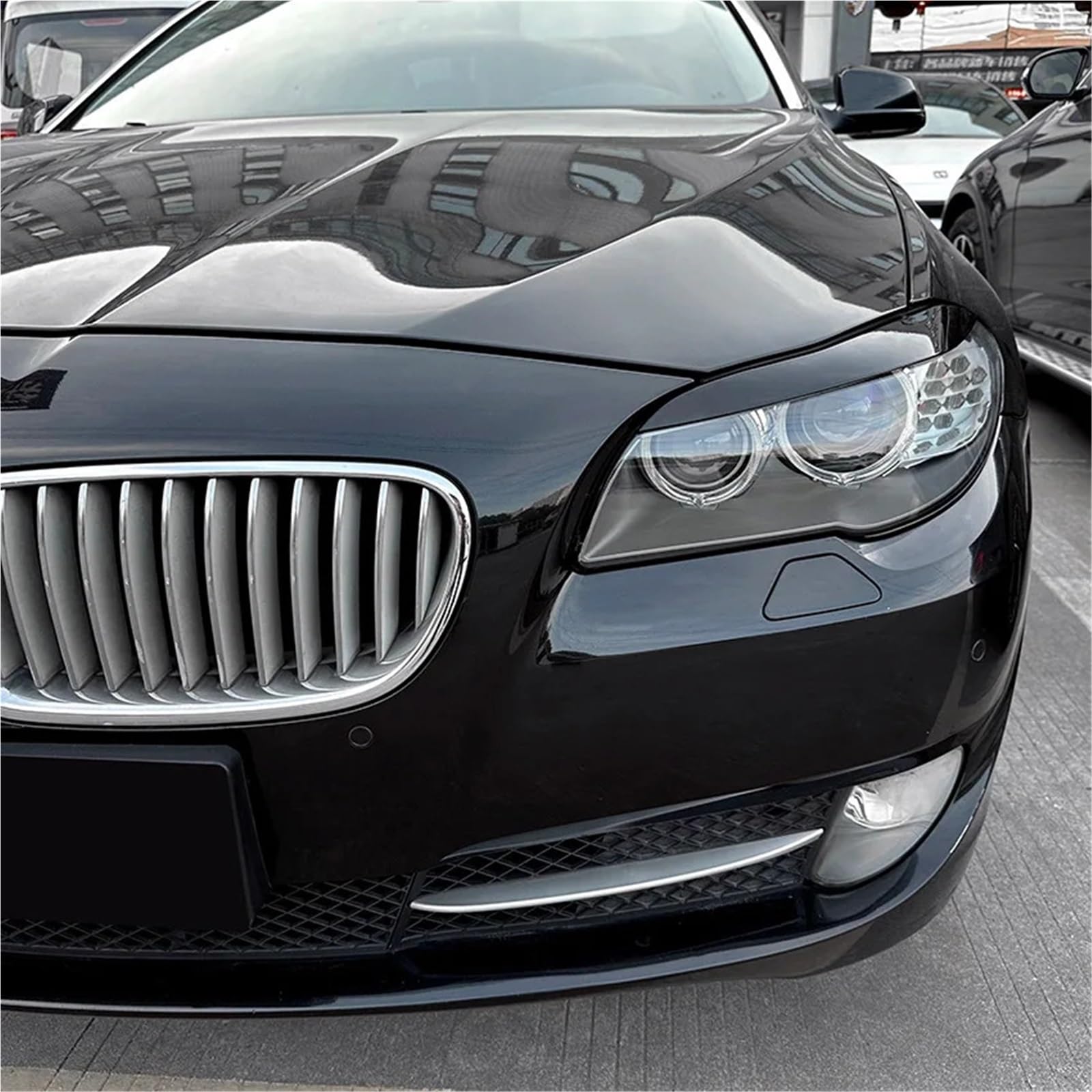 Fari Sopracciglia Palpebre Misura for BMW Serie 5 F10 F11 2011-2014 Styling Faro Anteriore Sopracciglio Lampada Trim Copertura palpebra decorazione per sopracciglia auto(Gloss Black)