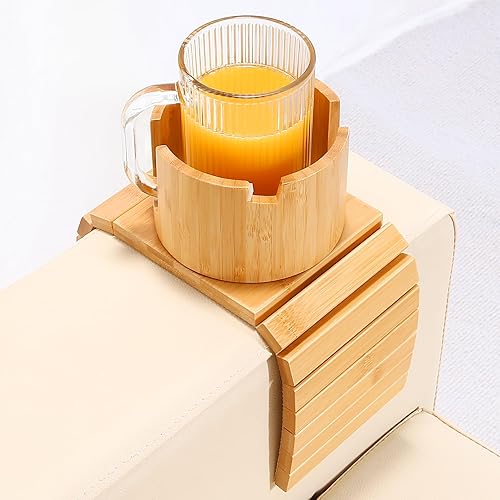 SINWANT Couch Cup Holder, Bamboo Couch Drink Holder for Large