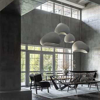 Suspension Moderne de 60 cm pour Salle à Manger, Cuisine, îlot Lumineux, Couloir, Restaurant, Lampe Suspendue, Base E27, Style Wabi-Sabi, luminaire en Forme de nid d'oiseau