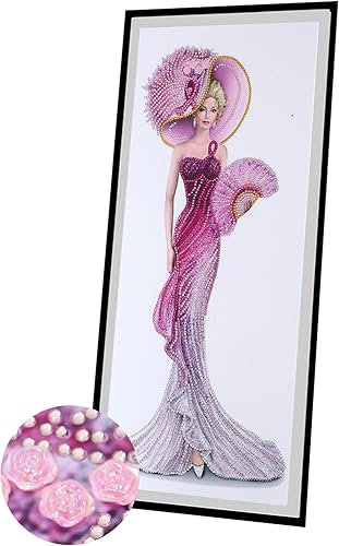 Miniatura 5 de LUSandy Kit de pintura de diamantes 5D para mujer, taladro parcial, con forma especial, diamantes de imitación de cristal, para decoración de pared