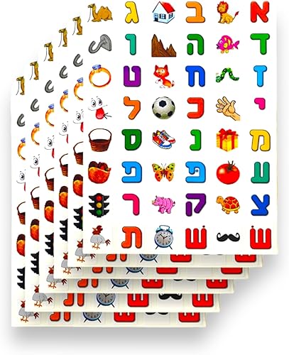 Miniatura 1 de Calcomanías de letras hebreas con más de 280560 calcomanías de apuesta de alef para niños que aprenden hebreo, alfabeto hebreo a juego con imágenes,