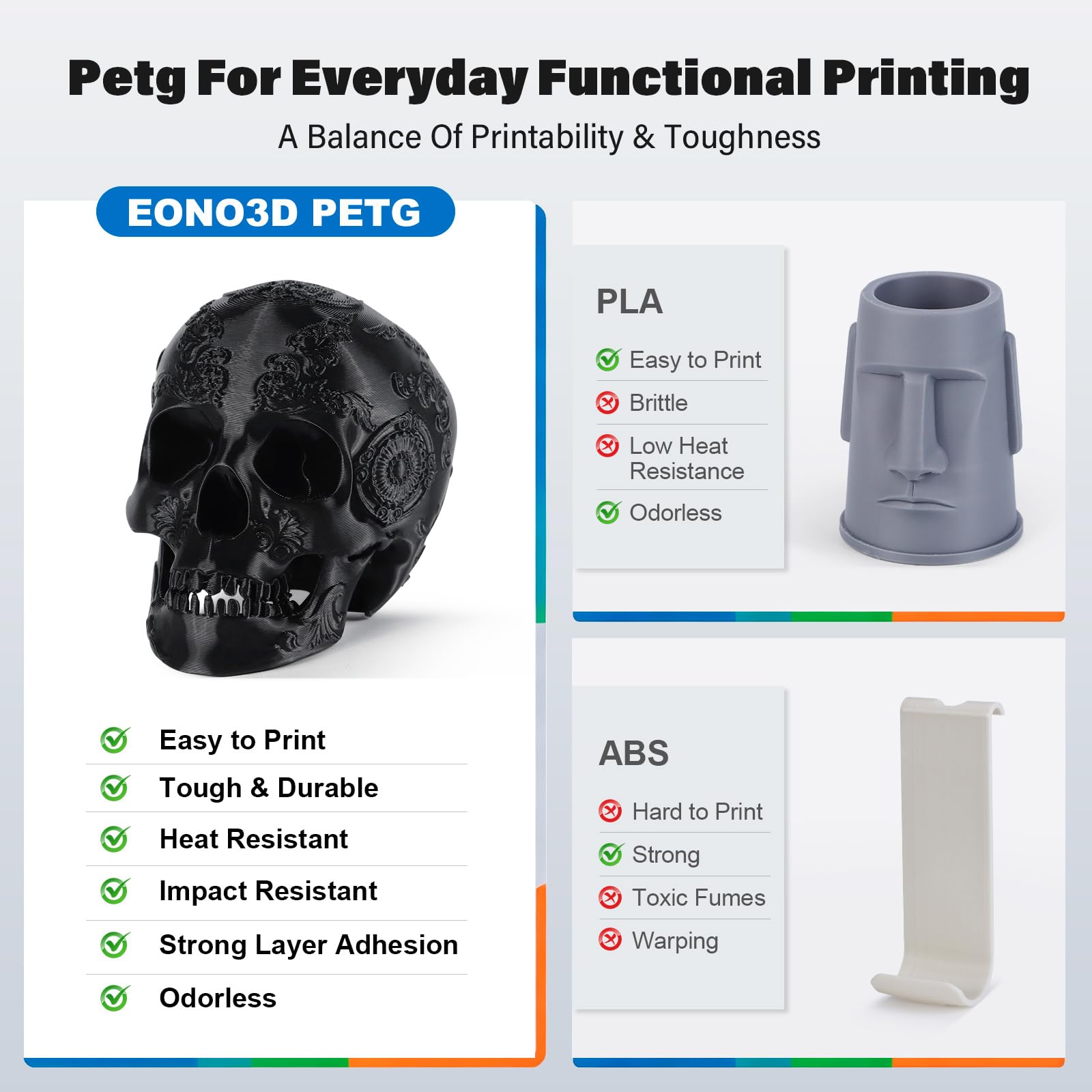 Black PETG Filament 1kg - Strong & Durable 3D Printing -2 Black PETG Filament 1kg - Strong & Durable 3D Printing -2