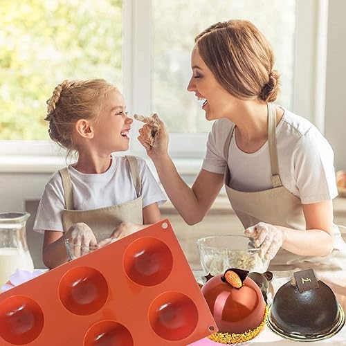 Miniatura 2 de Moldes de silicona para bombas de cacao caliente Esfera de chocolate grande y moldes semiesféricos redondos de 2.5 pulgadas 3 piezas