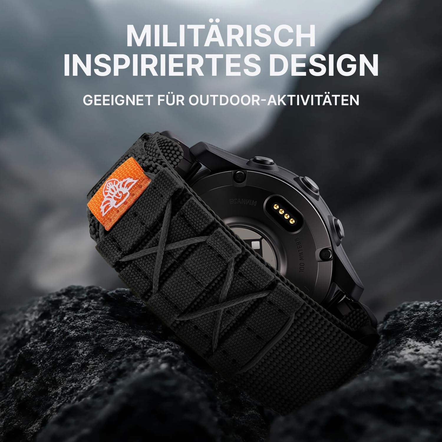 Bandletic Quick Fit 22mm 26mm Robust Nylon Armband Kompatible mit Garmin Watch Armband,Taktischer Sport Uhrenarmband für Fenix/Instinct/Tactix Delta/Descent/Epix Pro/Enduro/Quatix/Forerunner/Approach