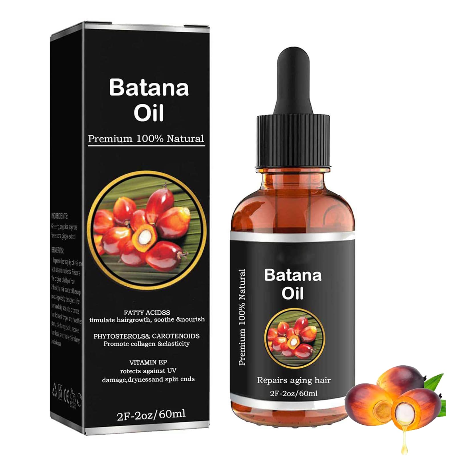 Batana 100% Natural Hair Growth Oil - Enhances Radiance, Promotes Wellness, Smooth Texture for Men & Women - All Hair Types