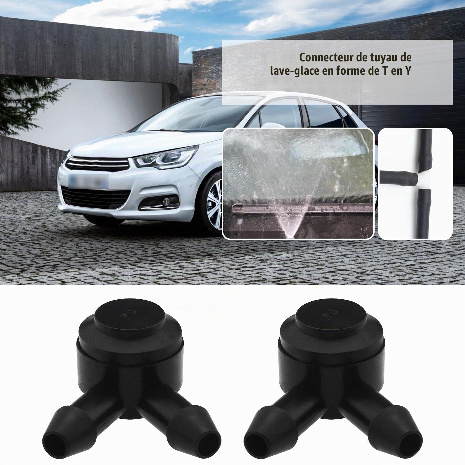 2pcs Vanne à 3 Voies pour Lave-Glace de Voiture 7667888 7787593 en Plastique Pièces de Rechange des Véhicules à Moteur de Clapet Anti-Retour de Rondelle de Pare-Brise, Noir