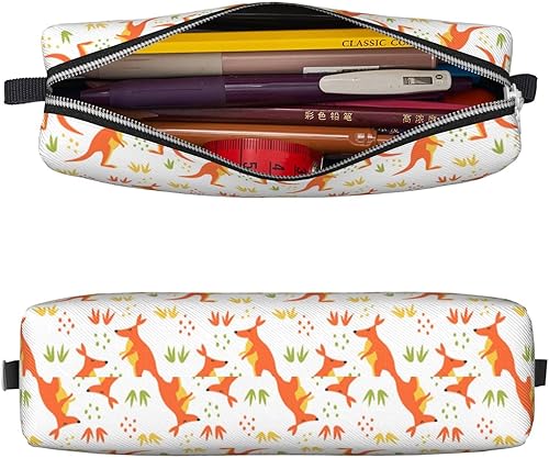 Miniatura 3 de Canguro Animal Patrón Estuche Con Cremallera Cuero Lápiz Bolsas Caja Organizador Cosmético Maquillaje Bolsa Bolsa de Almacenamiento