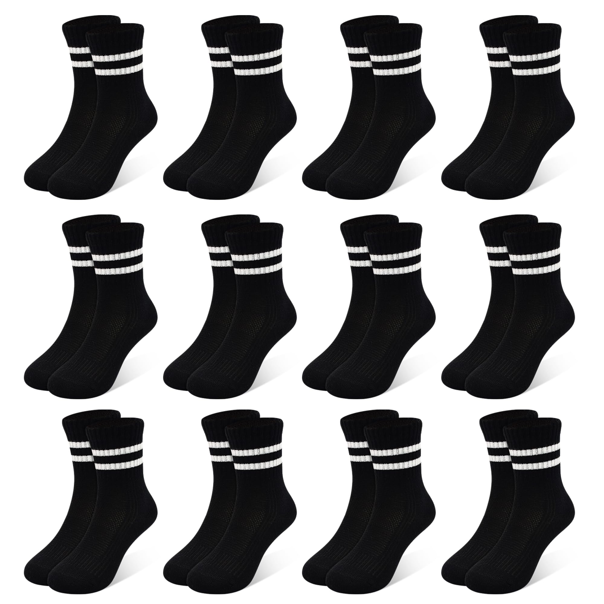 LAETBBE 12 Paar Socken Jungen Tennissocken Kindersocken Jungen Sportsocken Mädchen Kinder Sneakersocken Schulkind Baumwolle Socken für Kinder 1-12 Jahre
