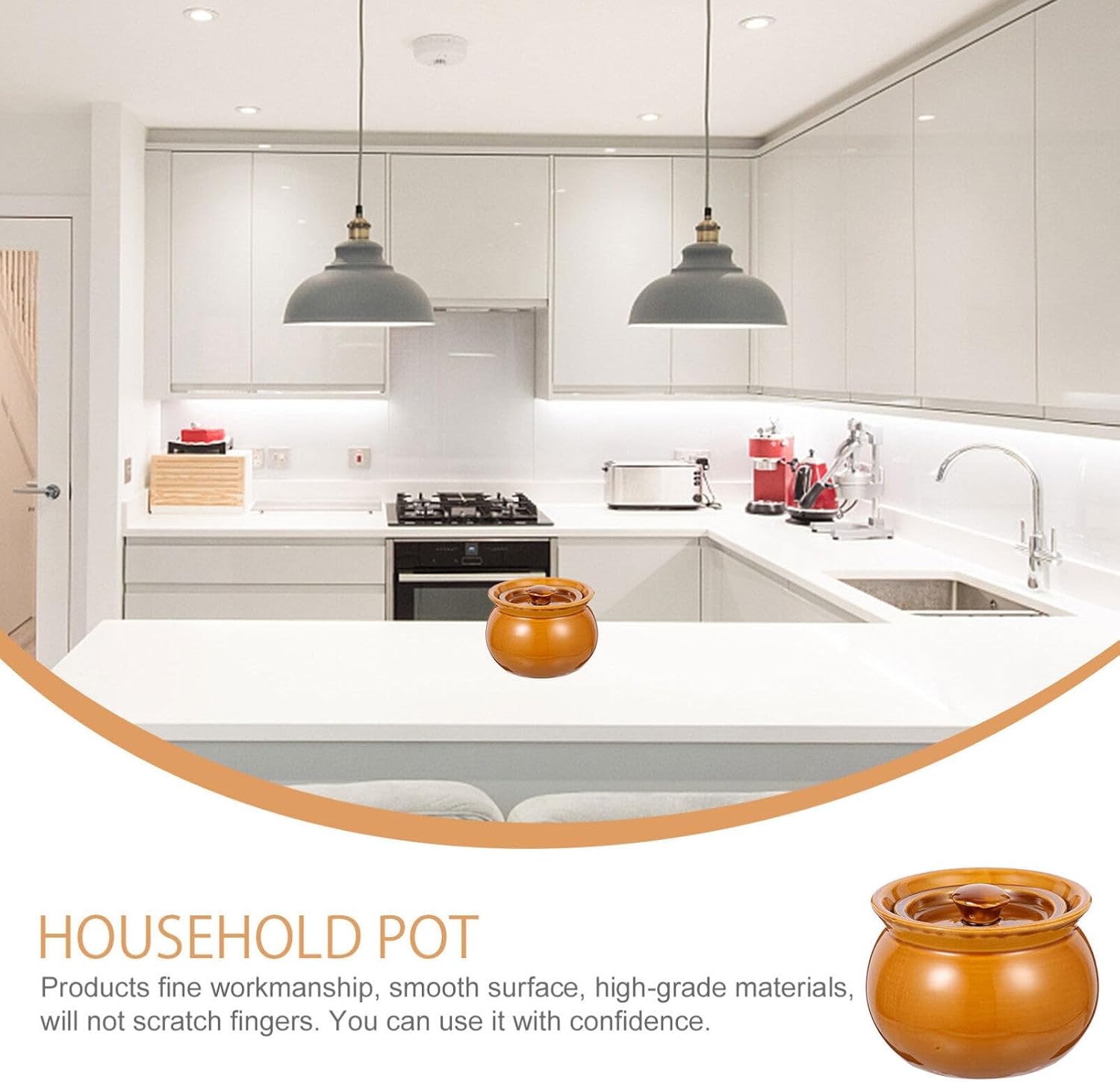 Ciieeo Ceramic Stew Pot 4.40In Soup Bowl with Lid Earthenware Cooking Pot for Home Kitchen Stewing and Serving