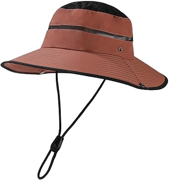 Women Sun Hat Wide Brim Bucket Hat Mesh UV Protection Safari Hat Beach Hats with Neck Flap for Fishing Hiking Travel
