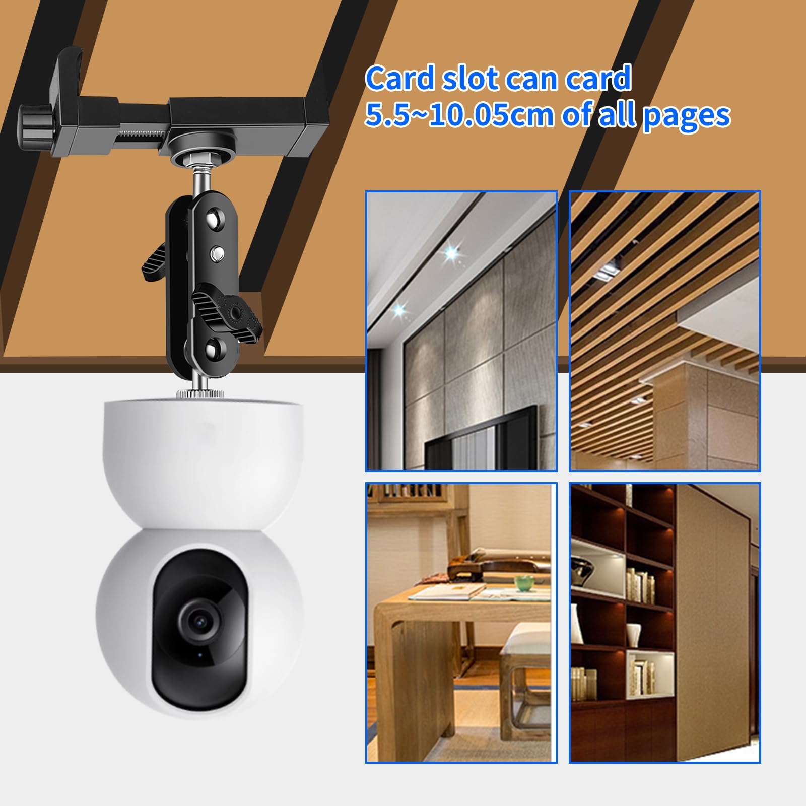 Soporte Camara Vigilancia, Abrazadera de Cámara Soporte de Montaje Cabeza Esférica 360° Soporte Cámara Pinza con Adaptador de Rosca 1/4",Ajustable Soporte de Mástil Clamp para Cámara Vigilancia