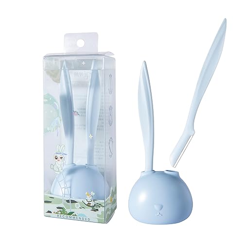 Maquinilla de afeitar facial con baldo de seguridad, maquinilla de afeitar recta para depilación, 2 piezas para recortar cejas (morado)