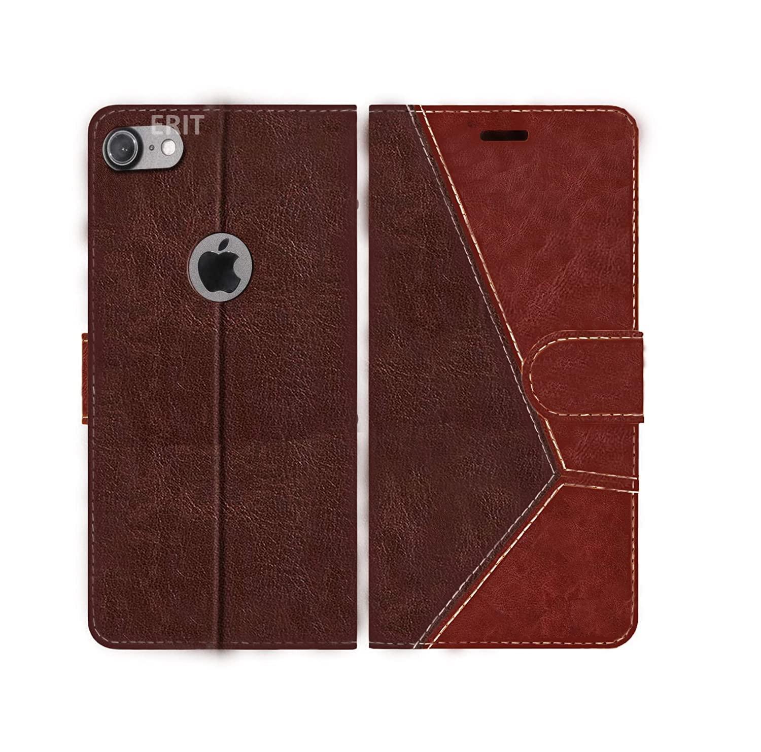 ERIT iPhone 6 Flip Cover | PU Leather Finish | 360 Protection | Wallet & Stand | Strong Magnetic Flip Case for iPhone 6 (Coffee Brown)