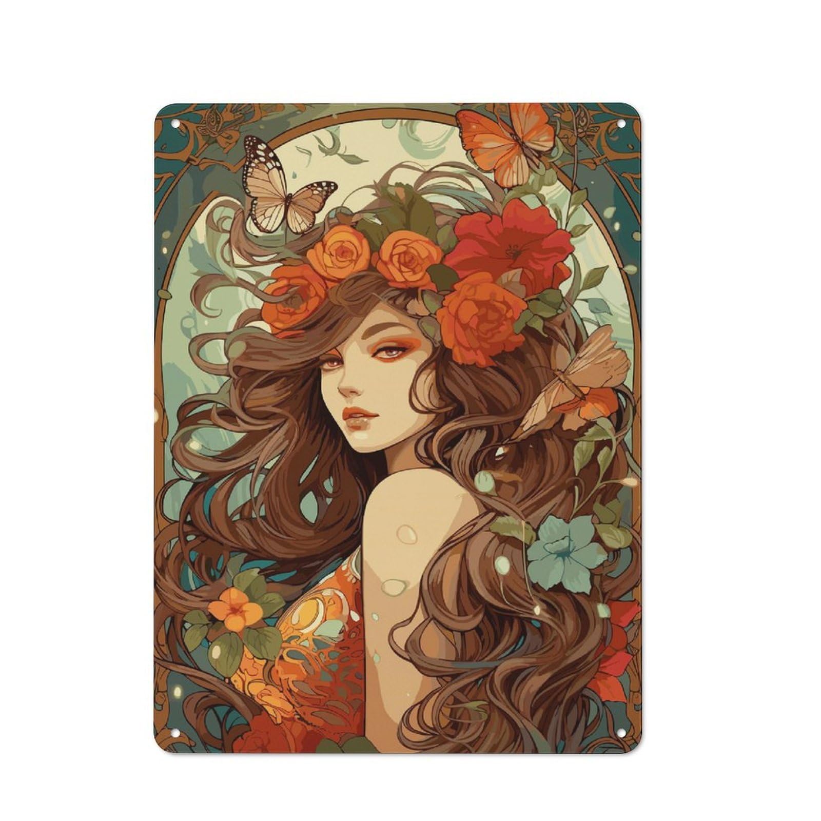 Garden Nymph Retro-style Tin Sign 40x30cm for Guest Room Or Hallway, for An Autumn Update to Guest Room And Hallway
