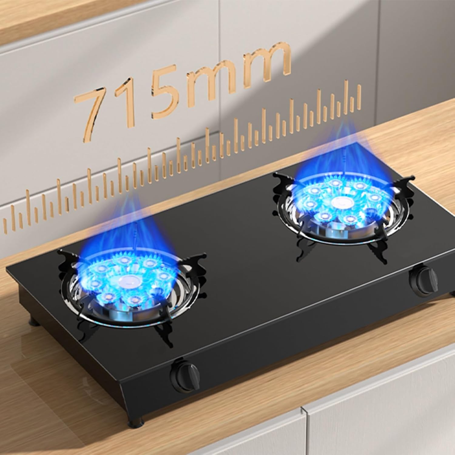 Gas Stove 2 Burner,4.2KW,kitchen Counter Top,Cast Iron Pot Rack,with Flameout Protection,for Home Kitchen(LPG)