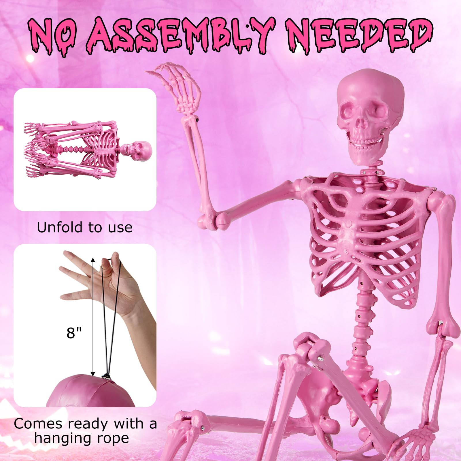 Amazon.com: Tangkula Halloween Pink Skeleton Decoration, 63