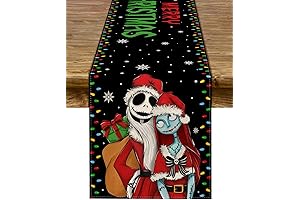 Eerie Christmas Table Runner for Haunted Nights: A Nightmare to Remember (Black, 13'' x 72'')