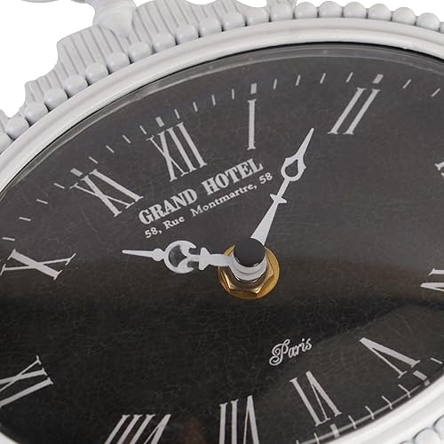 Miniatura 4 de NIKKY HOME Reloj de pared pequeño negro vintage de 6.5 pulgadas, funciona con pilas, silencioso, retro, de metal, analógico, ovalado, para baño,