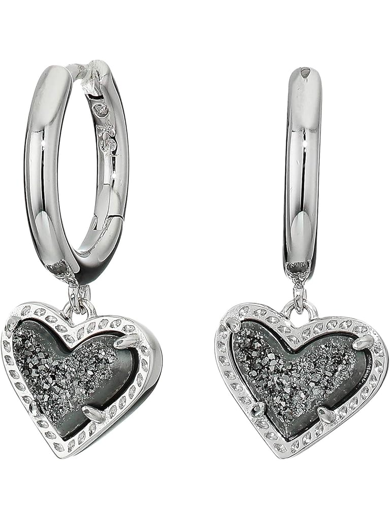 Silver Kendra Scott Ari Heart Huggie Earrings