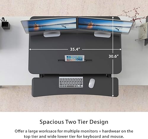 Miniatura 6 de Convertidor de Escritorio de Pie  Elevador de Escritorio de Trabajo de Sentarse a Pararse  Ajustable de 14.5 cm a 50 cm  Se Adapta a Monitor Dual -