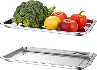 2 Stück Edelstahl Serviertablett, 27 * 20 * 2 cm,Servierplatte Groß, Spülmaschinenfest, Geeignet Für Küchenbars, Partys, Familienessen