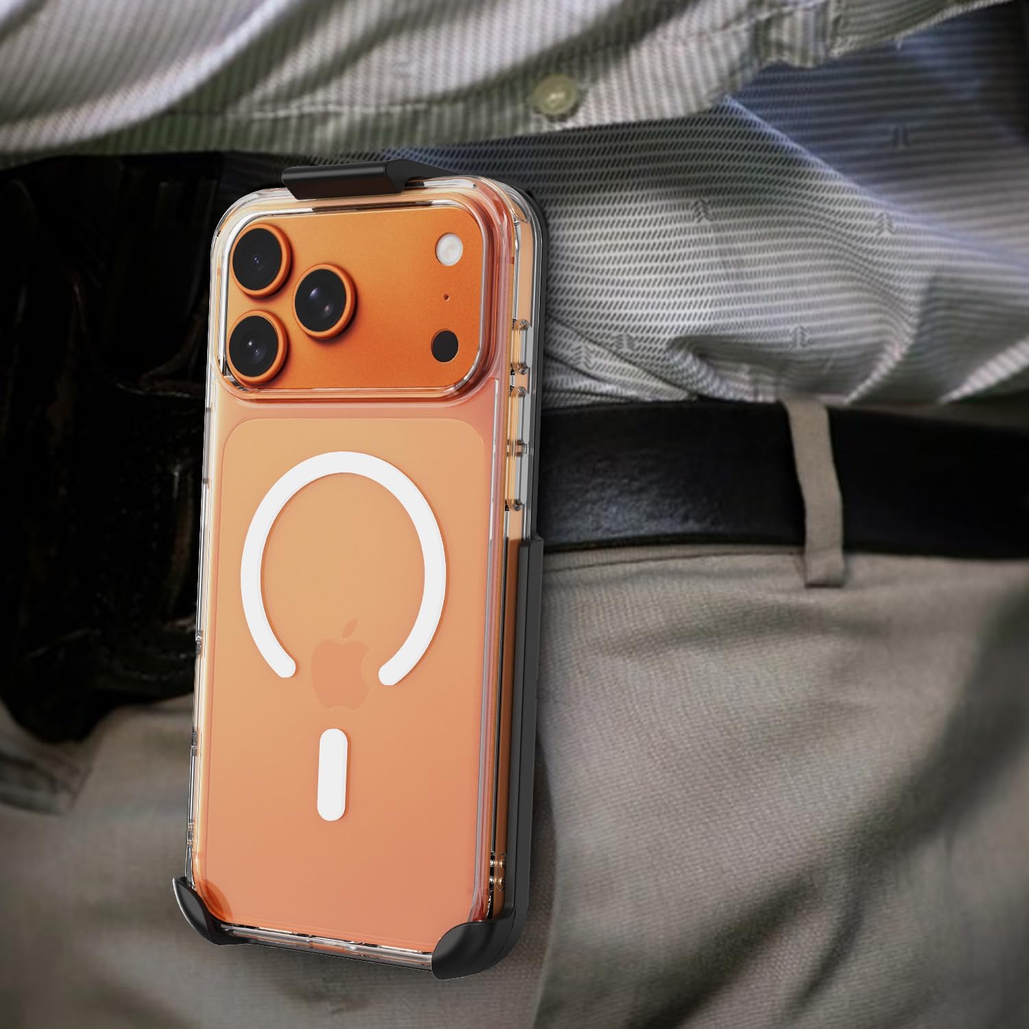 Nakedcelllphone Combo for iPhone 17 Pro Max Phone Case, Anti-Shock Case and Belt Clip Holster Holder (Compatible with MagSafe) - Clear - Image 6