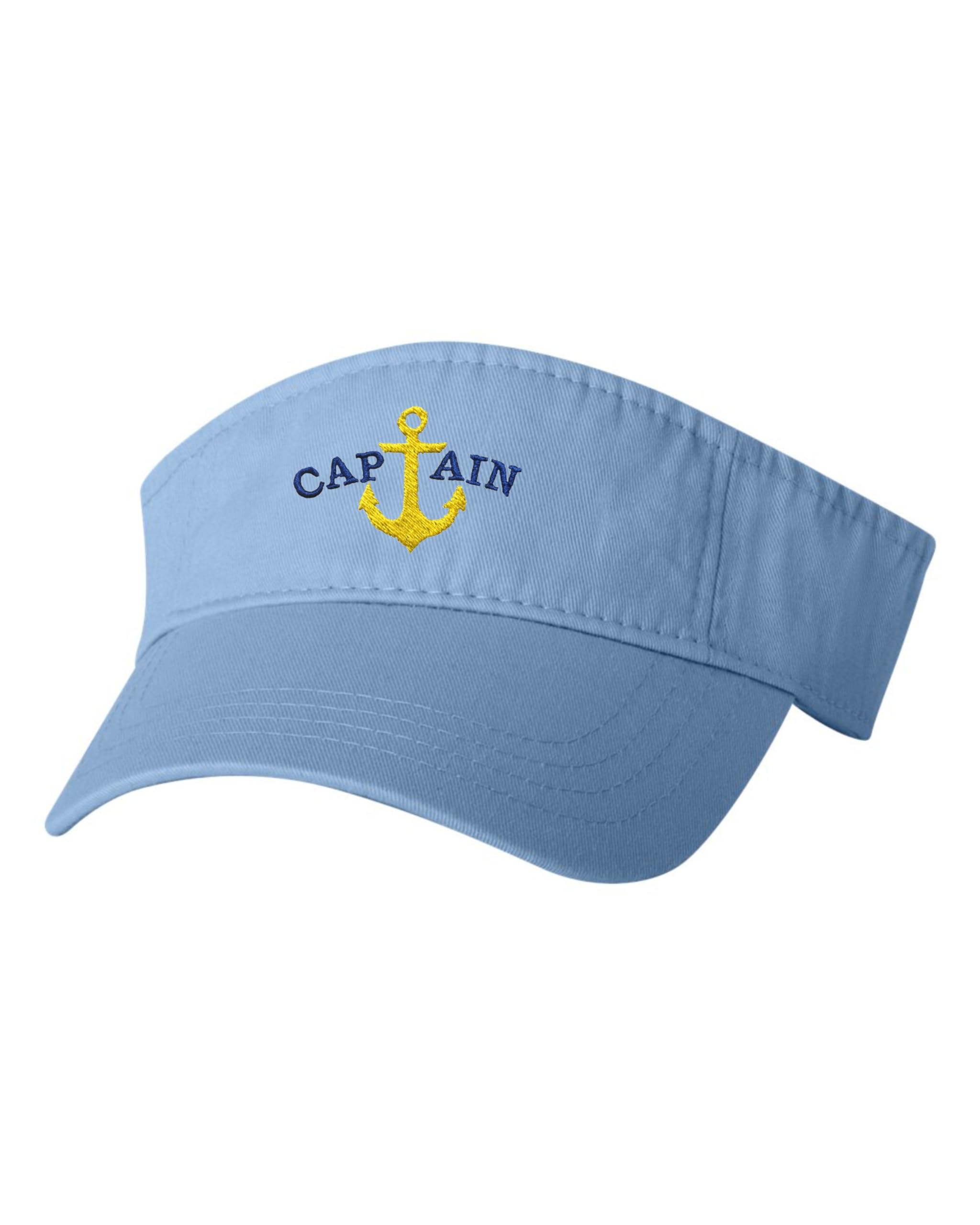 One Size Baby Blue Visor Blue Captain & Yellow Anchor Embroidered Visor Dad Hat