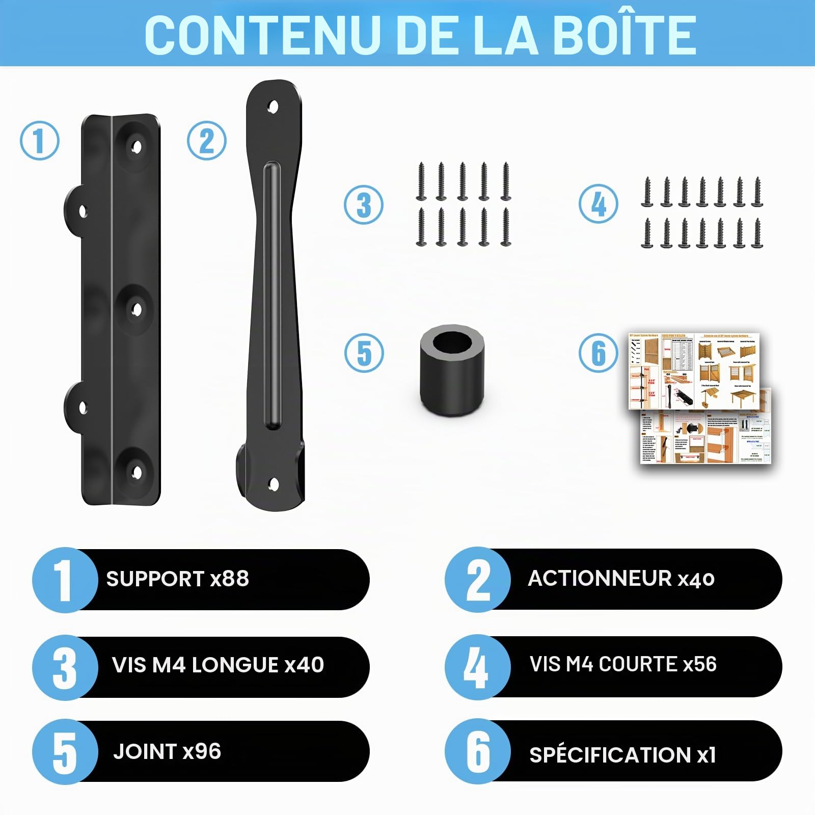 Persiennes pour système de toile solaire de terrasse de pergola, kit de support de persienne réglable avec matériel en acier inoxydable 304 pour volets des Bahamas, clôture de confidentialité, toit